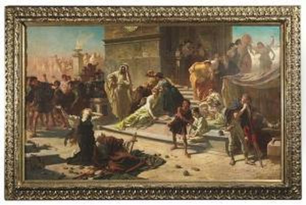 Persecution Of Christians In Rome Oil Painting by Carl Von Haberlin