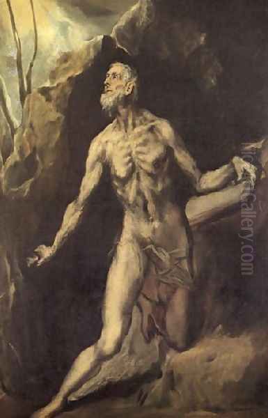 Saint Jerome Penitent 1610-14 Oil Painting by El Greco (Domenikos Theotokopoulos)