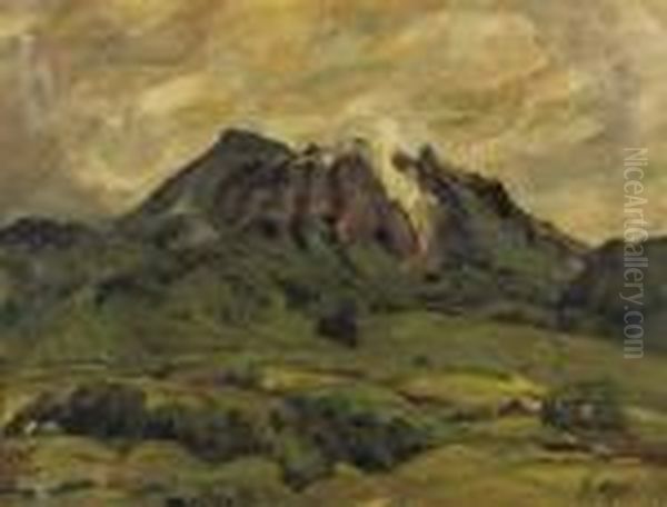 An Active Vulcano On Sumatra Oil Painting by Hans von Hayek