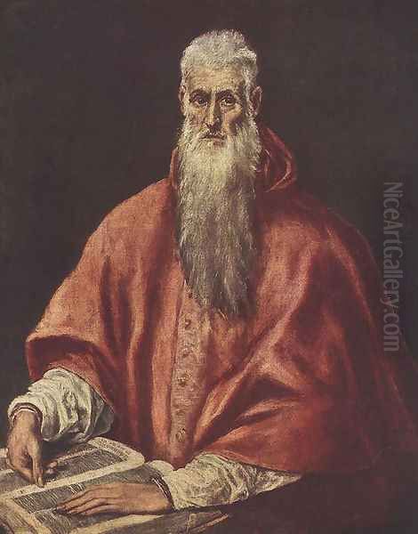 St Jerome as a Scholar 1600-14 Oil Painting by El Greco (Domenikos Theotokopoulos)