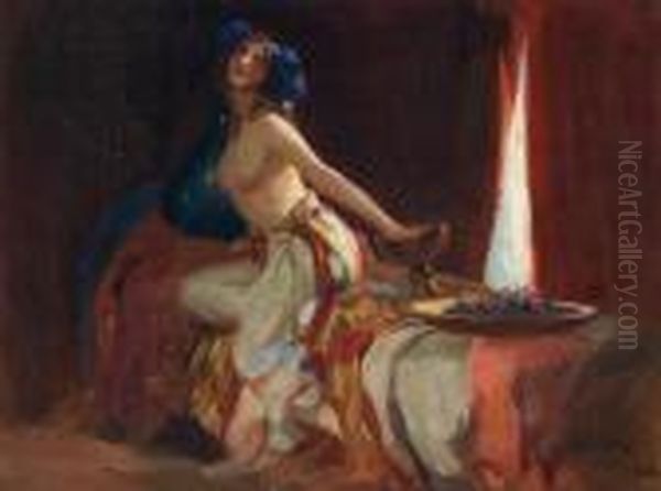 Eine 
Odaliske Oil Painting by Sir Hubert von Herkomer