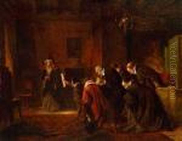 Die Gesandtschaft Bei Der
Ubergabe Eines Schriftstucks An Die Konigin Oil Painting by Sir Hubert von Herkomer