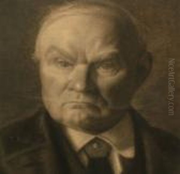 Portrait Of Gentleman, Head And 
Shoulders,wearing A Dark Coat And Tie And A Portrait Of An Elderly 
Gentleman,head And Shoulders Wearing A Bow Tie Oil Painting by Sir Hubert von Herkomer