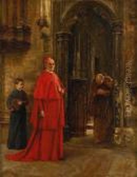 His Eminence The Cardinal Oil Painting by Sir Hubert von Herkomer