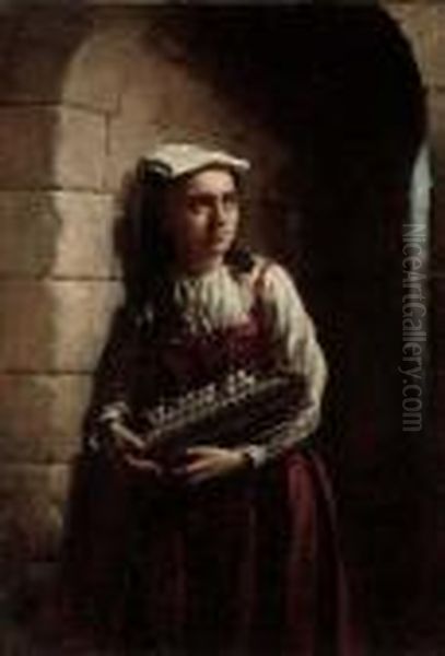 The Accordian Girl Oil Painting by Sir Hubert von Herkomer