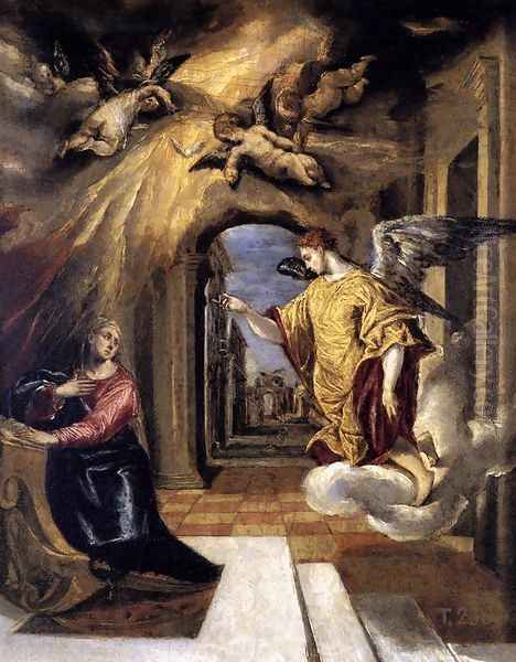 The Annunciation c. 1570 Oil Painting by El Greco (Domenikos Theotokopoulos)