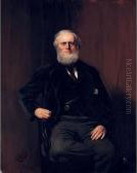 Portrait Of Rt. Hon. Edward Hugessen-knatchbull, 1st Baron Brabourne (1829-1893) Oil Painting by Sir Hubert von Herkomer