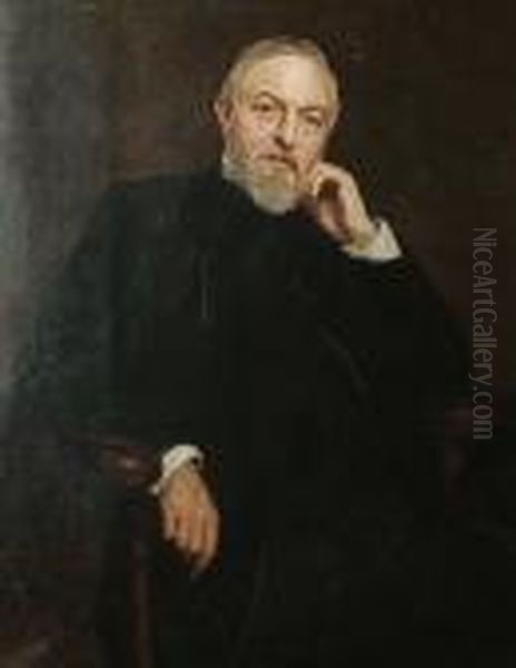 Portrait Of A Gentleman Seated Oil Painting by Sir Hubert von Herkomer