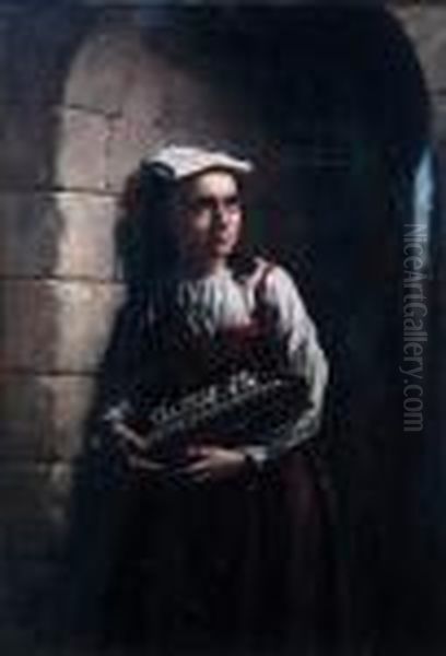 The Accordian Girl Oil Painting by Sir Hubert von Herkomer