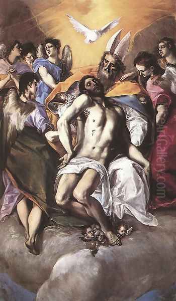 The Holy Trinity 1577-79 Oil Painting by El Greco (Domenikos Theotokopoulos)