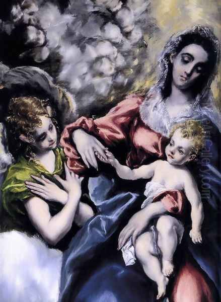 The Virgin and Child with St Martina and St Agnes (detail) 1597-99 Oil Painting by El Greco (Domenikos Theotokopoulos)