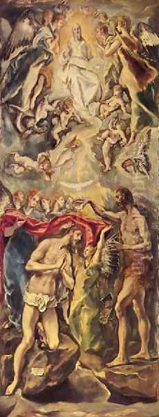 Baptism of Christ 1596-1600 Oil Painting by El Greco (Domenikos Theotokopoulos)