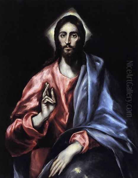 Christ as Saviour 1610-14 Oil Painting by El Greco (Domenikos Theotokopoulos)