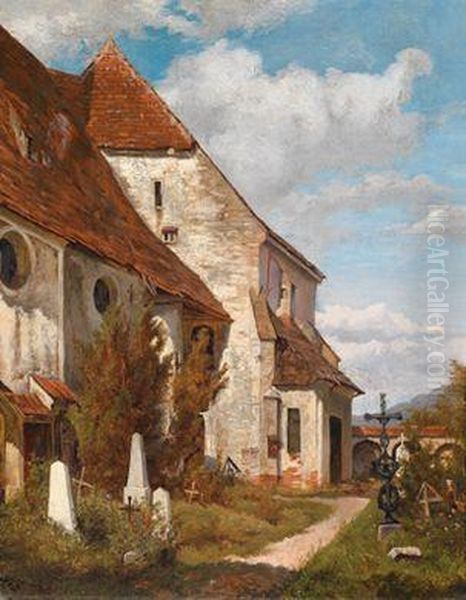 Hinter Der Dorfkirche Oil Painting by Theodor von Hormann