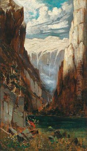 Gebirgsschlucht Oil Painting by Theodor von Hormann