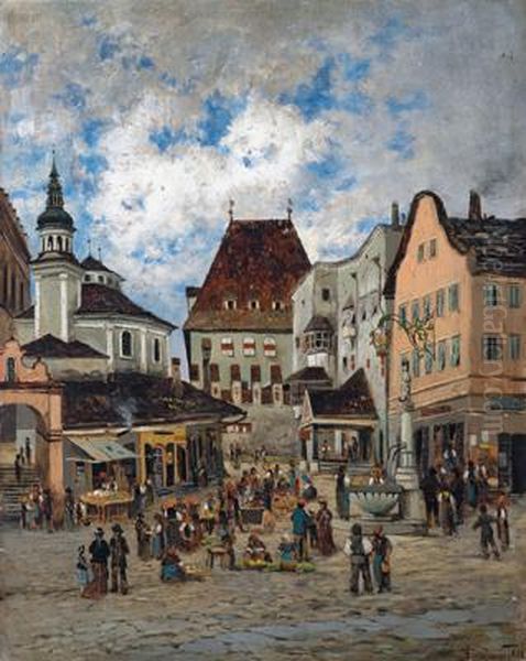 Oberer Stadtplatz In Hall Oil Painting by Theodor von Hormann