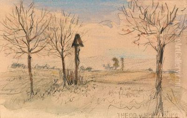 Landschaft Mit Wegkreuz Oil Painting by Theodor von Hormann