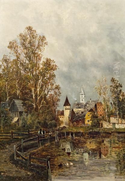 Stadt In Niederosterreich Oil Painting by Theodor von Hormann