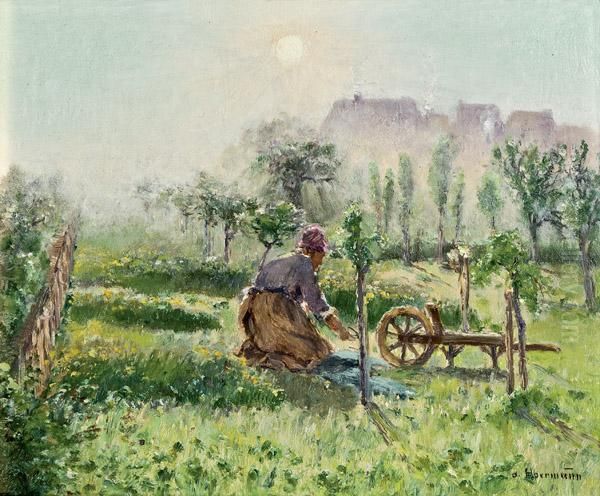 Bei Der Gartenarbeit Oil Painting by Theodor von Hormann