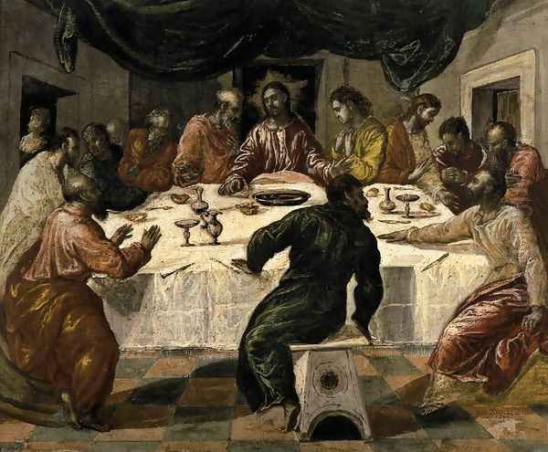 The Last Supper c. 1568 Oil Painting by El Greco (Domenikos Theotokopoulos)