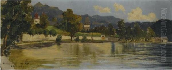 Ansicht Von Millstatt (a View Of Millstatt) Oil Painting by Theodor von Hormann