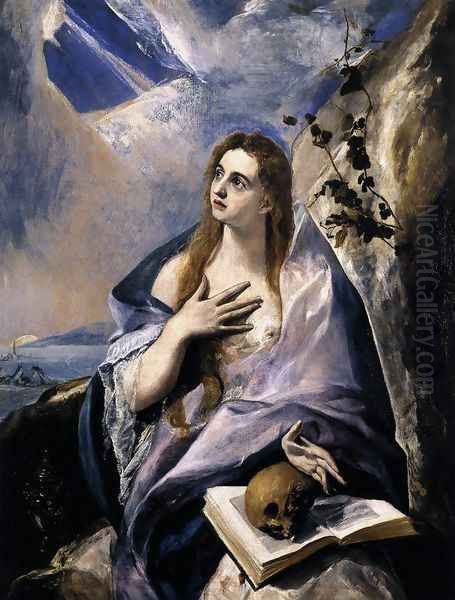 Mary Magdalen in Penitence 1576-78 Oil Painting by El Greco (Domenikos Theotokopoulos)