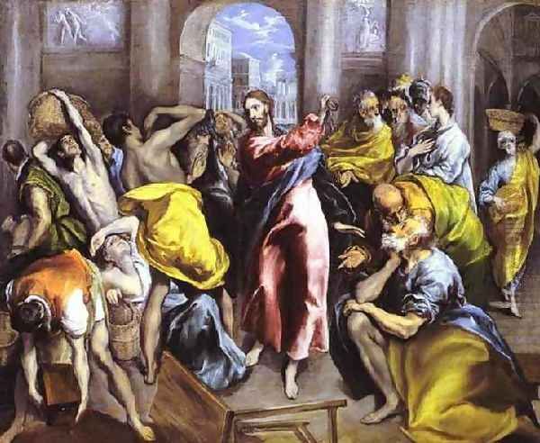 Christ Driving The Traders From The Temple Ii Oil Painting by El Greco (Domenikos Theotokopoulos)