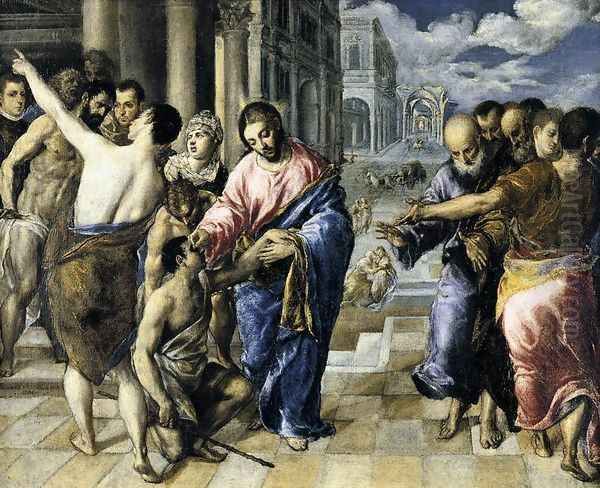 Christ Healing the Blind 1570-75 Oil Painting by El Greco (Domenikos Theotokopoulos)