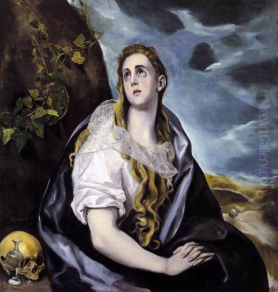 Mary Magdalen in Penitence 1578-80 Oil Painting by El Greco (Domenikos Theotokopoulos)