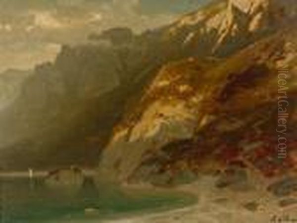 Gebirgssee Oil Painting by Leopold Karl Walter von Kalckreuth