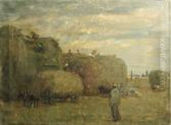 Untitled (heu Im Feld) Oil Painting by Leopold Karl Walter von Kalckreuth