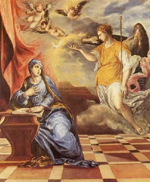 The Annunciation c. 1576 Oil Painting by El Greco (Domenikos Theotokopoulos)