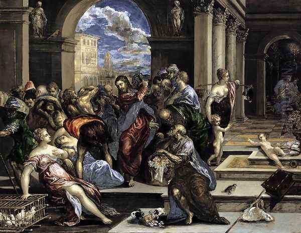 The Purification of the Temple c. 1570 Oil Painting by El Greco (Domenikos Theotokopoulos)