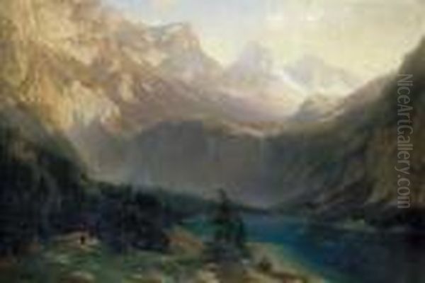 Hochgebirgslandschaft Mit Einem
 Bergsee.

 Signiert Unten Links: O. V. Kamecke.

 Verso Signiert: Oil Painting by Otto Werner Henning Von Kameke