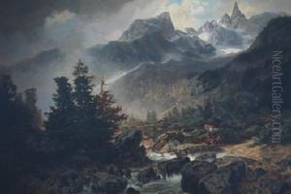 Mountains, In The Inntal Oil Painting by Otto Werner Henning Von Kameke