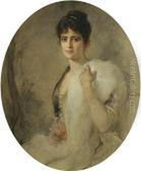 A Portrait Of A Lady Oil Painting by Friedrich August von Kaulbach