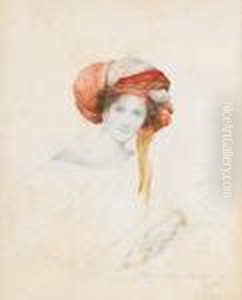 Bildnis Der Madame Arnold Seligmann Im Turban Oil Painting by Friedrich August von Kaulbach