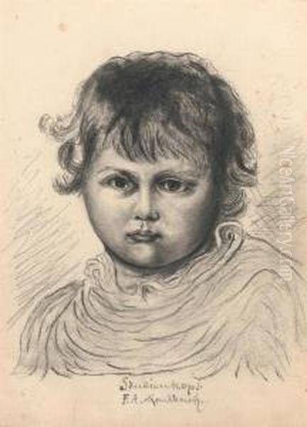 Study For The Painting Of A Child Oil Painting by Friedrich August von Kaulbach