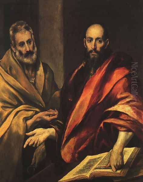 Apostles Peter and Paul 1592 Oil Painting by El Greco (Domenikos Theotokopoulos)