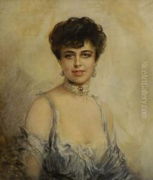 Die Opernsangerin Geraldine Farrar Oil Painting by Friedrich August von Kaulbach