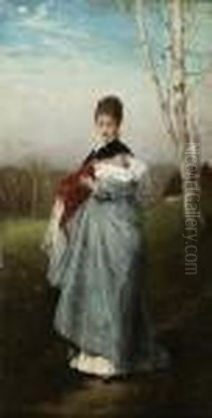 Mutter Und Kind. Oil Painting by Friedrich August von Kaulbach