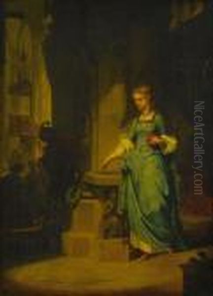 Two Paintings Depicting Gretchen Oil Painting by Wilhelm von Kaulbach