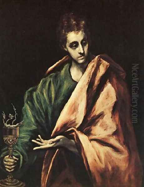 Apostle St John the Evangelist 1610-14 Oil Painting by El Greco (Domenikos Theotokopoulos)