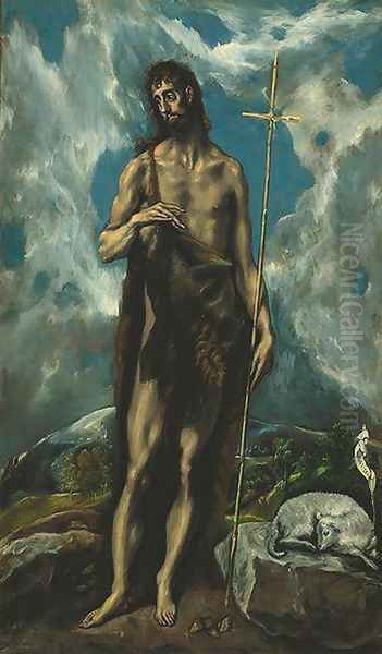 St. John the Baptist c. 1600 Oil Painting by El Greco (Domenikos Theotokopoulos)