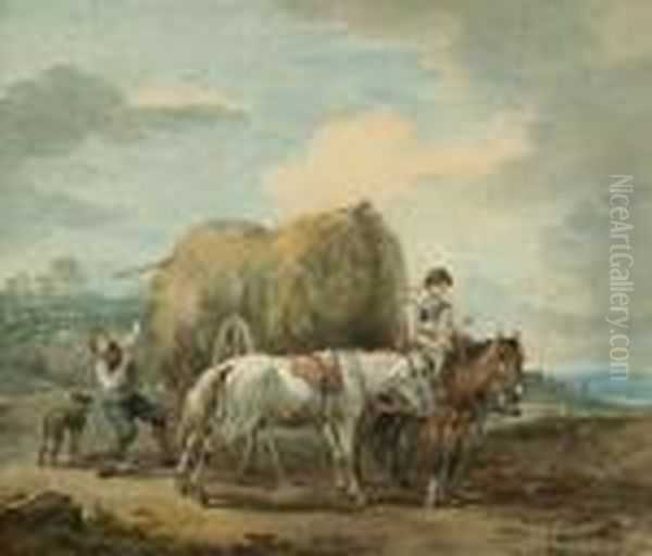 Der Heuwagen. Oil Painting by Wilhelm Alexander W. Von Kobell