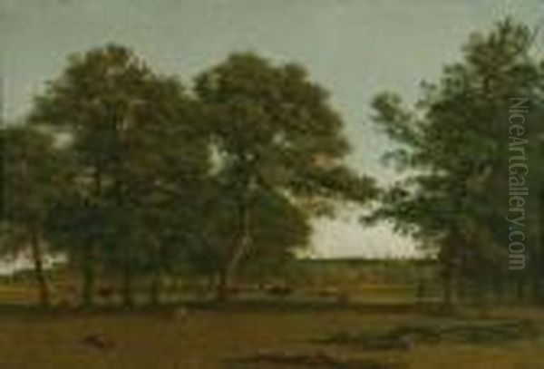 Weideauen Bei Dietramszell. Oil Painting by Wilhelm Alexander W. Von Kobell