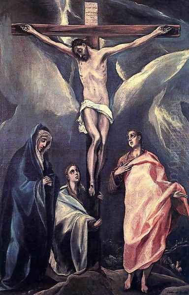 Christ on the Cross with the Two Maries and St John c. 1588 Oil Painting by El Greco (Domenikos Theotokopoulos)