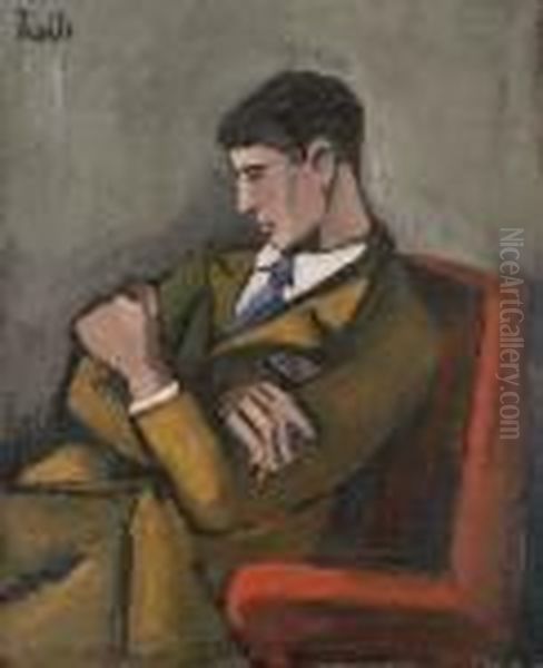 Sitzender Im Profil. Oil Painting by Helmut Hugel Von Kolle