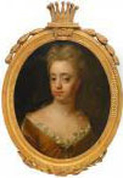 Portratt Av Prinsessan Hedvig 
Sofia Kladd I Guldfargad Klanning Med Spetskant - Midjebild Oil Painting by David von Krafft