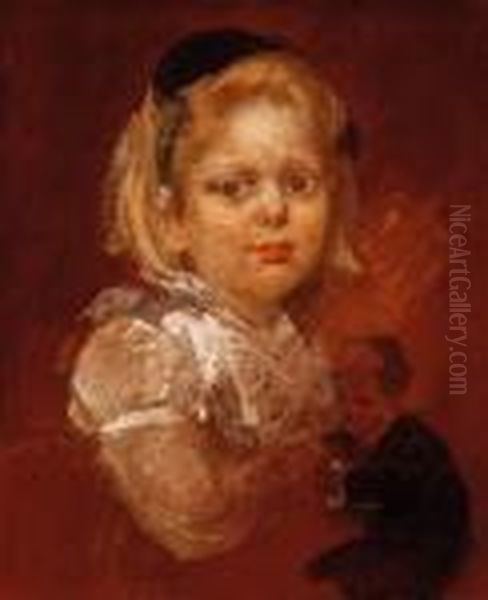 Portrait Of A Young Girl Oil Painting by Sandor Liezen-Mayer